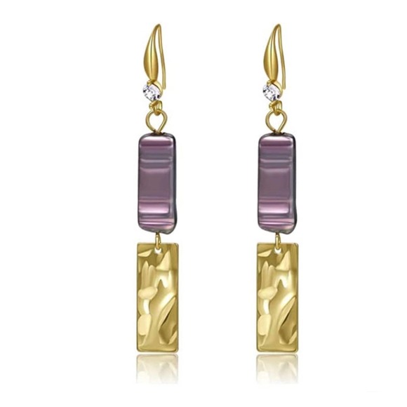 Pearlized Gold Drop Earrings - Picture 1 of 1